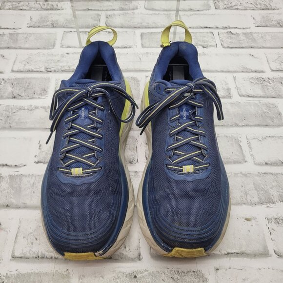 Hoka One One Bondi 6 Navy Blue Yellow Women's size 8 - Picture 4 of 7